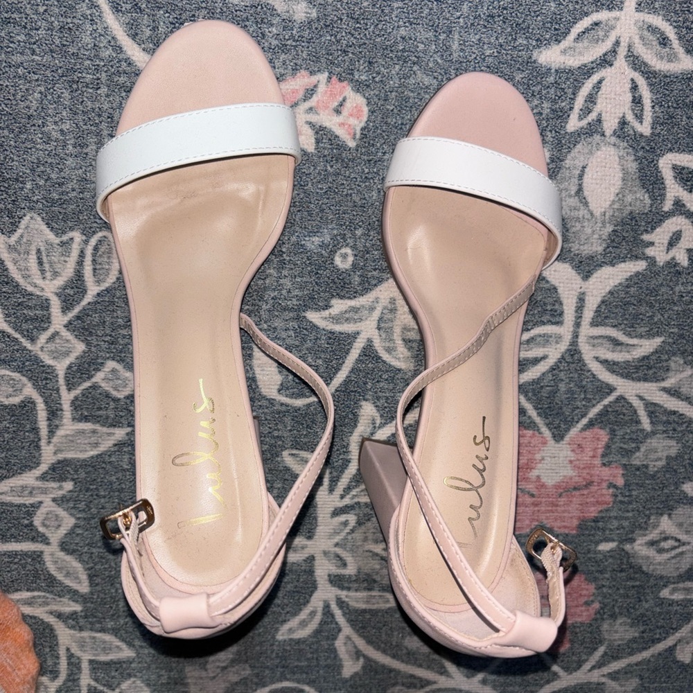 Lulu's Tan and White Wedding Heels
